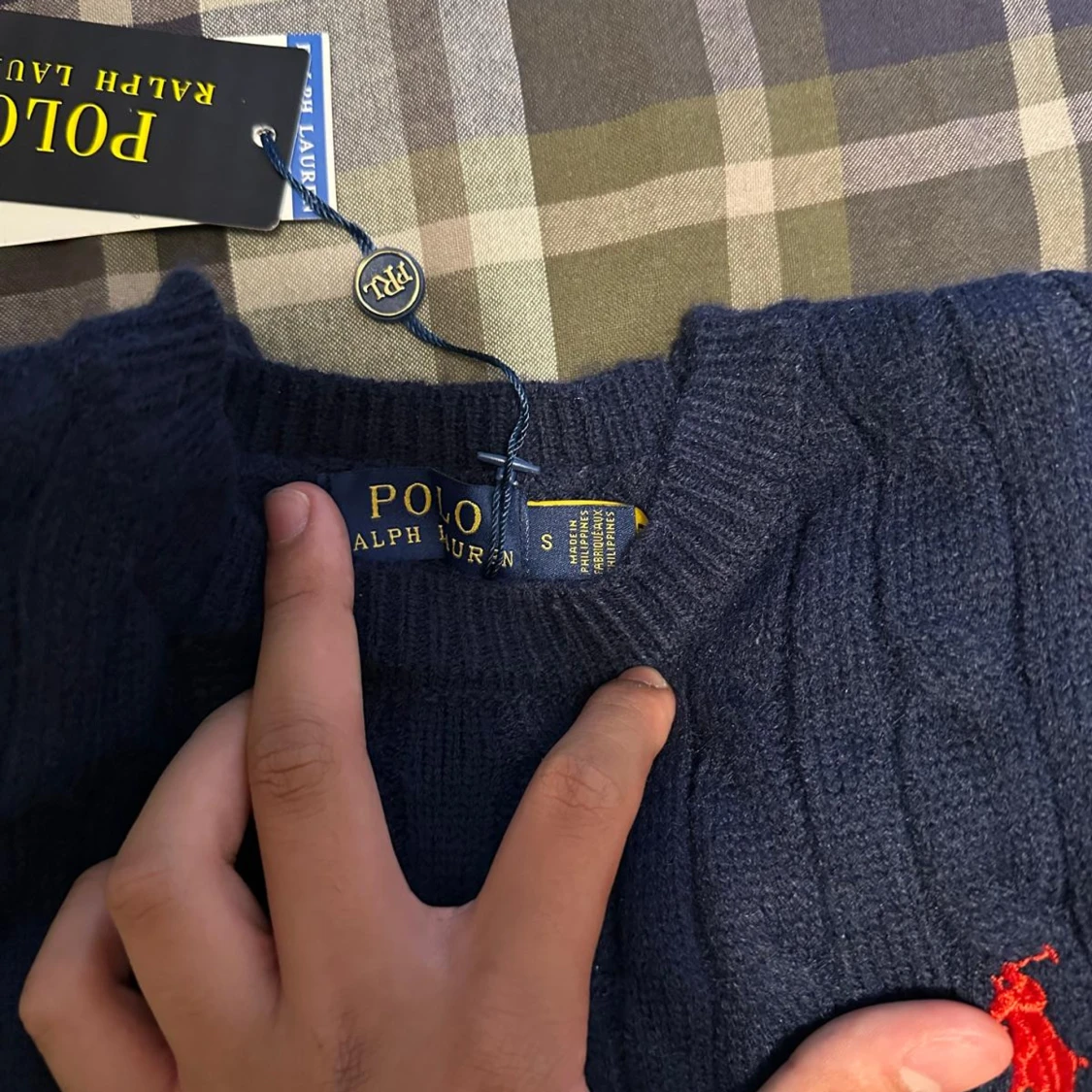 Mörkblå kabelstickad tröja Polo Ralph Lauren - 3