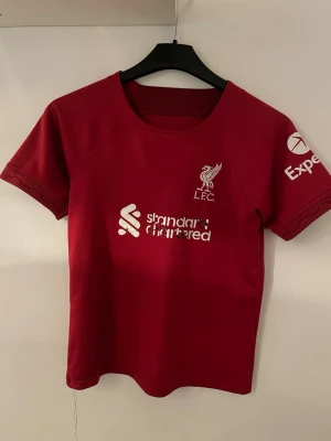 Liverpool matchställ röd tröja & shorts - Rött matchställ från Liverpool FC med kortärmad tröja och shorts. Tröjan har klubbmärke, sponsorloggor och rund hals. Shortsen har klubbmärke och nummer 11 tryckt på benet. Perfekt för fotbollsträning eller att heja på laget i.