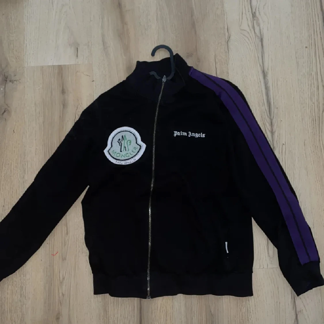 Svart Moncler x Palm Angels ziptröja S