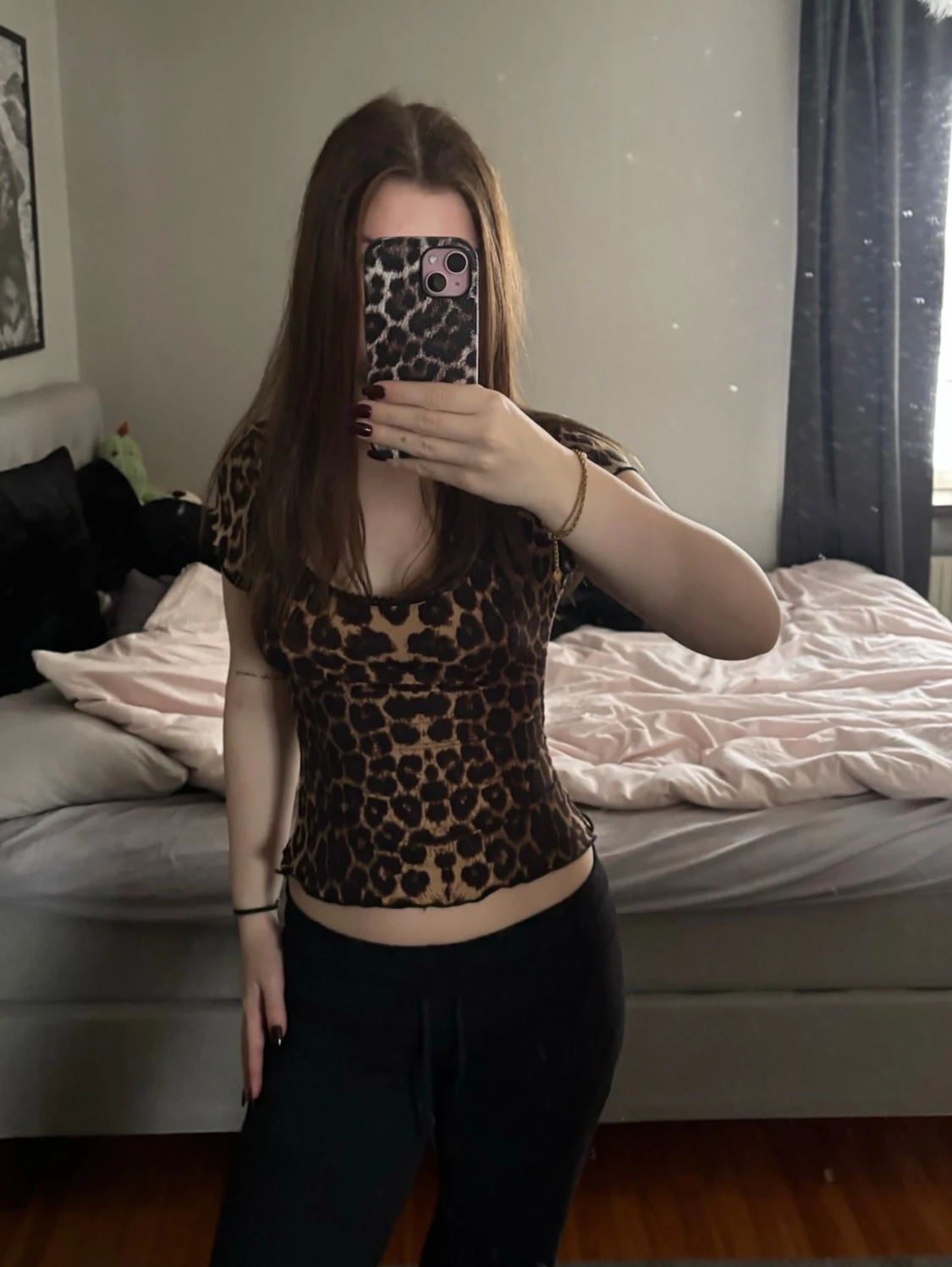 Leopardmönstrad croppad topp