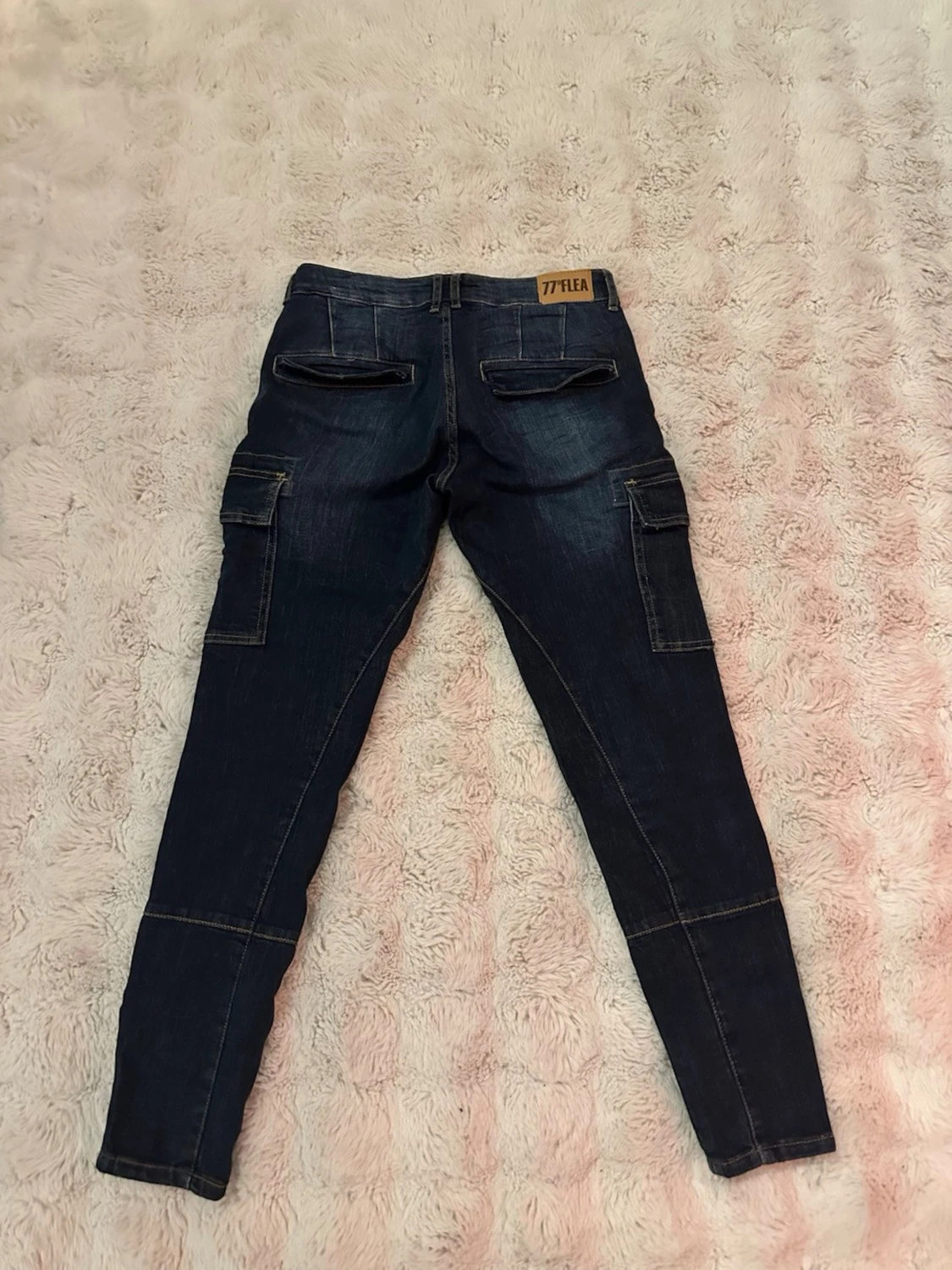 Mörkblå lågmidja  cargopants med fickor - 6