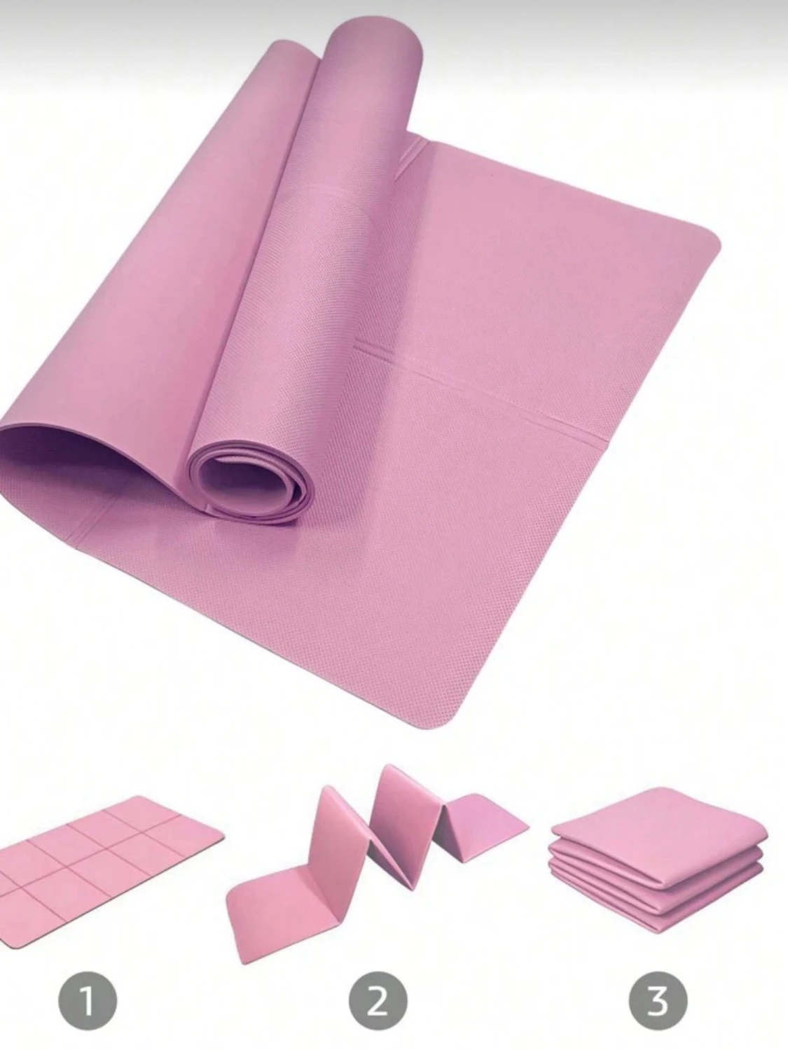 Rosa yogamatta hopfällbar