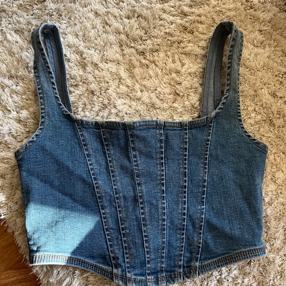 Jeans korsett-topp med dragkedja