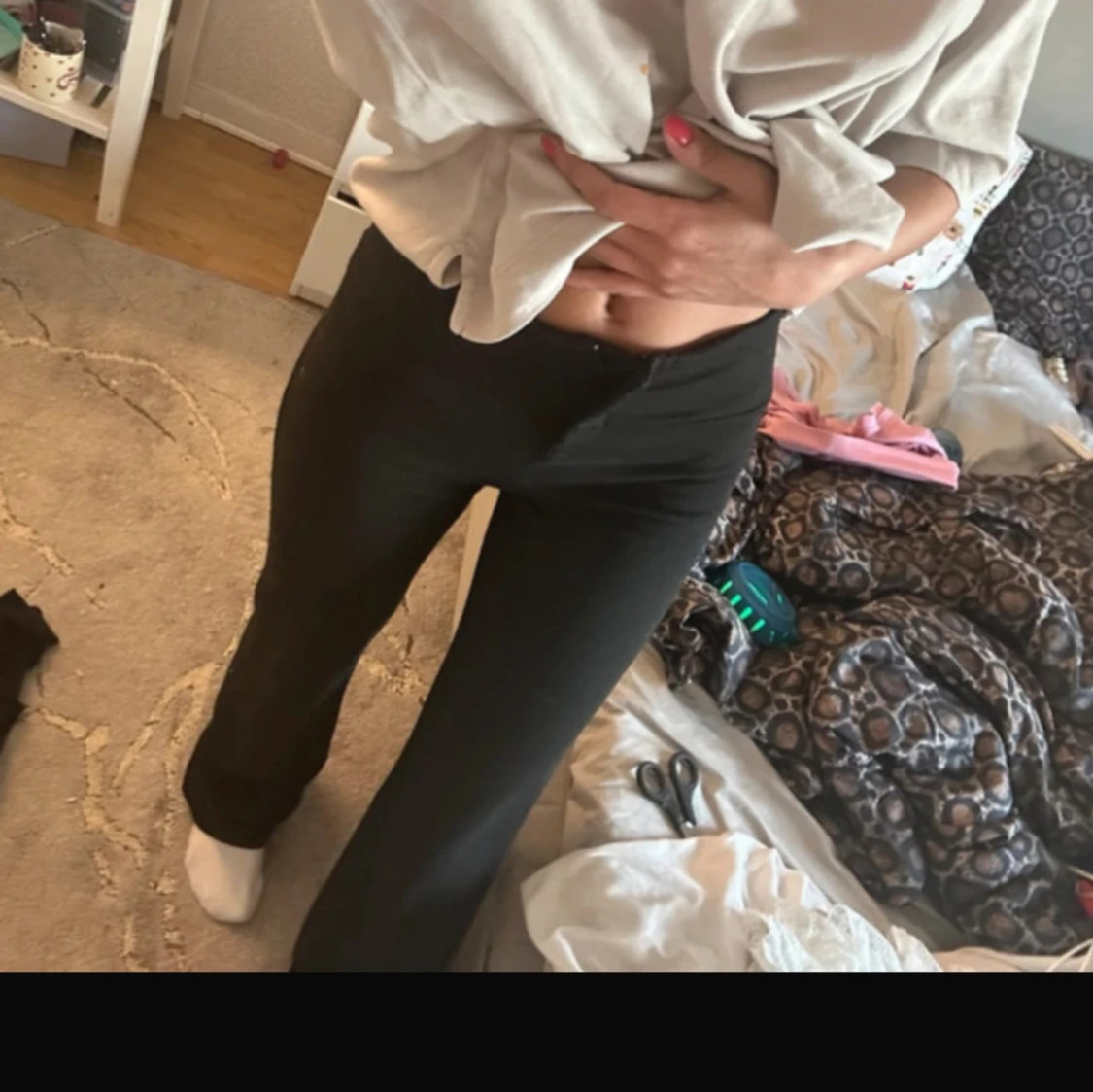 Svarta bootcut kostymbyxor  - 1