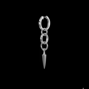 Silverfärgat örhänge med kedjor och spike - Säljer mina Maria Nilsdotter örhängen, de kommer inte till användning längre. De är i väldigt bra skick men kan behöva renas lite, skriv om ni vill ha egna bilder. 