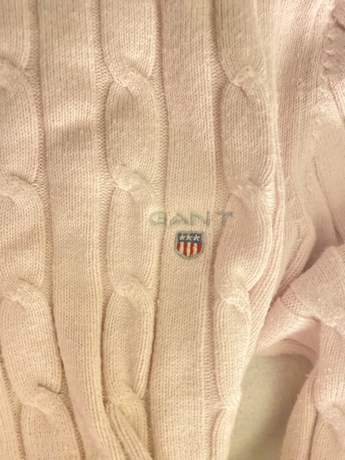 Ljusrosa kabelstickad tröja Gant - 1