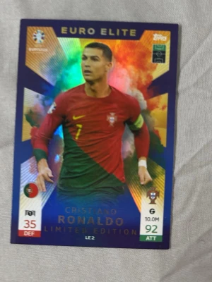 Match Attax Limited Edition fotbollskort - Säljer ett exklusivt Match Attax fotbollskort från Topps, Limited Edition, med motiv från UEFA Euro 2024 och Portugal. Kortet har färgstark design och visar en portugisisk spelare i landslagströja. Perfekt för samlare av sportkort och fotbollsentusiaster. Köparen står för frakten.
