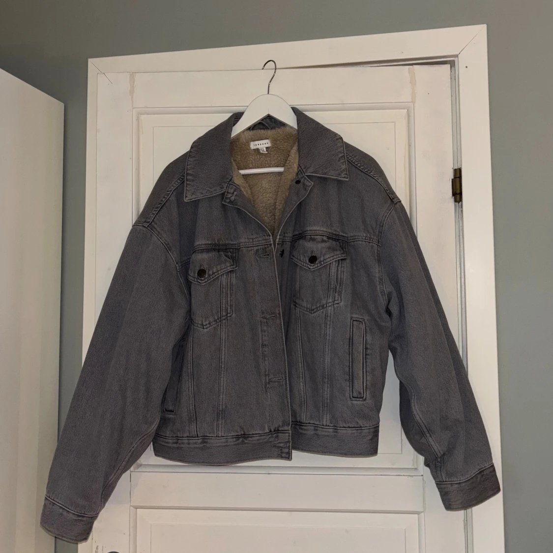 Grå jeansjacka med teddyfoder Topshop - 1