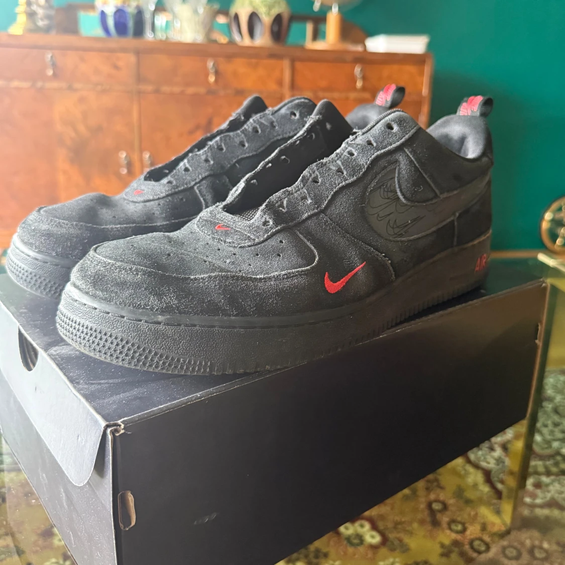Nike Air Force 1 Low Multi-Swoosh Black Crimson - 1