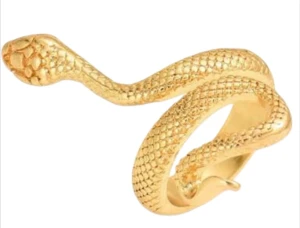Guldfärgad ormring Justerbar  - Cool ring i guldfärg formad som en slingrande orm med detaljerat fjällmönster. Perfekt statement piece för dig som gillar unika smycken med djurmotiv. Ringen är i metall och har en snygg, glansig finish som drar blickarna till sig.