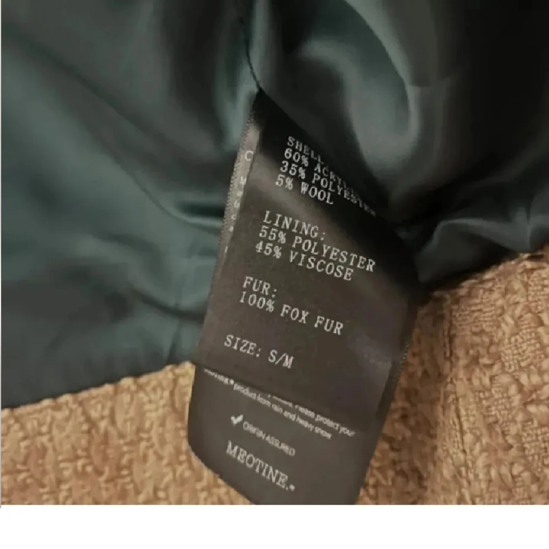 Beige pälsjacka från Meotine S/M - 3