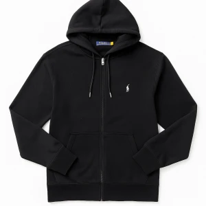 Ralph Lauren zip - Svart hoodie från Polo Ralph Lauren med dragkedja, huva med snörning i (L)