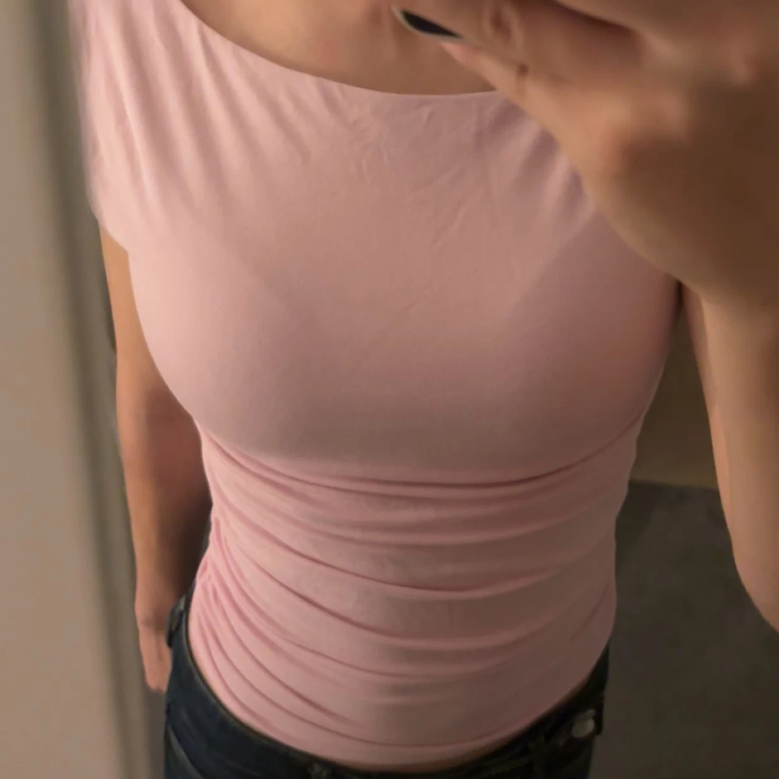 Ljusrosa offshoulder topp  - 2