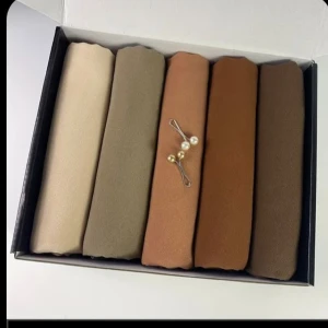 Set med enfärgade diadem - Snyggt set med fem diadem i olika jordnära färger: beige, grå, ljusbrun, brun och mörkbrun. Diademen är släta och har en mjuk, matt yta. Två hårnålar med pärlor och gulddetaljer ingår. Perfekt för att matcha med olika outfits.