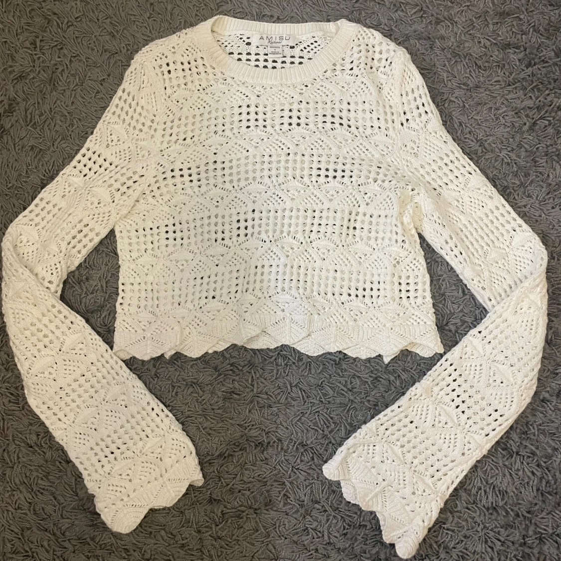 Vit stickad croppad tröja Amisu - 1