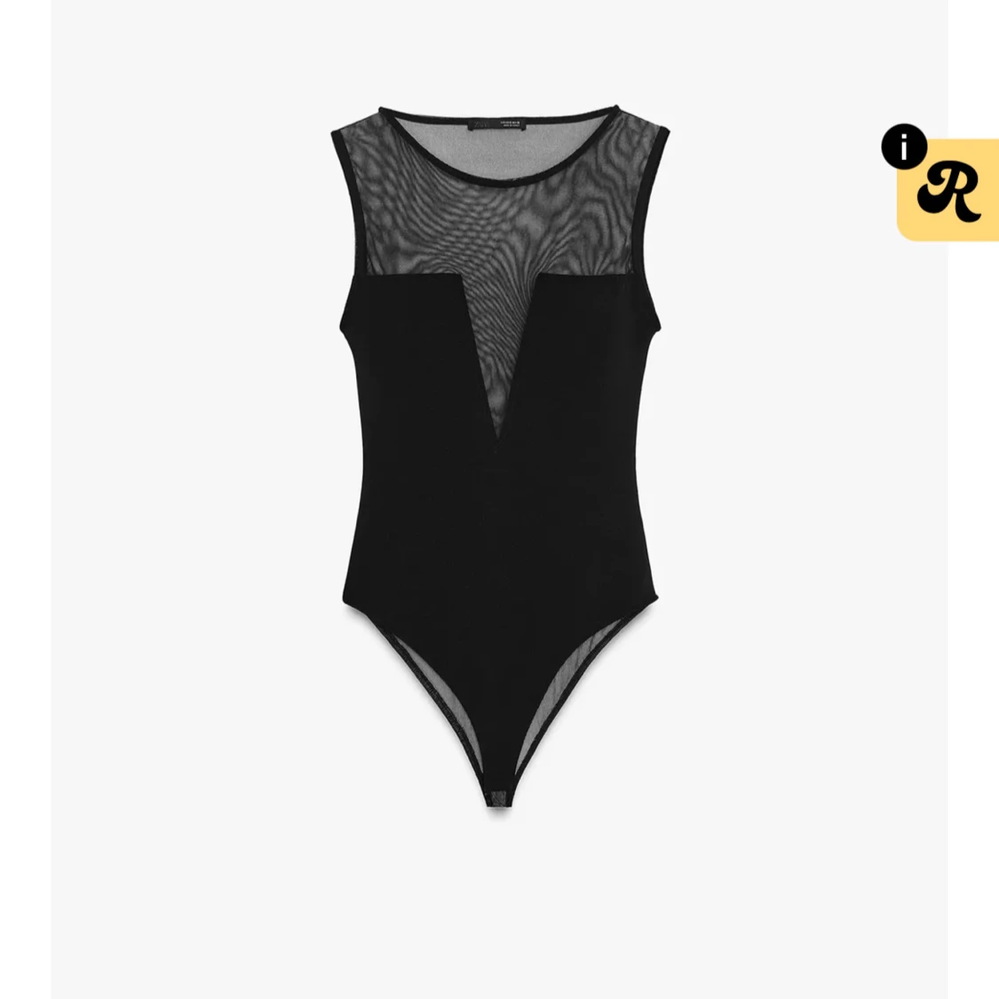 Svart mesh body med djup v-ringning - 1