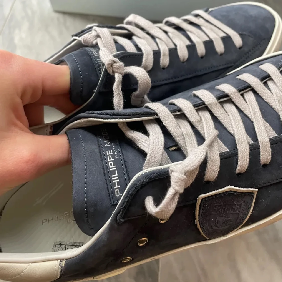 Philippe Model blå sneakers mocka - 1