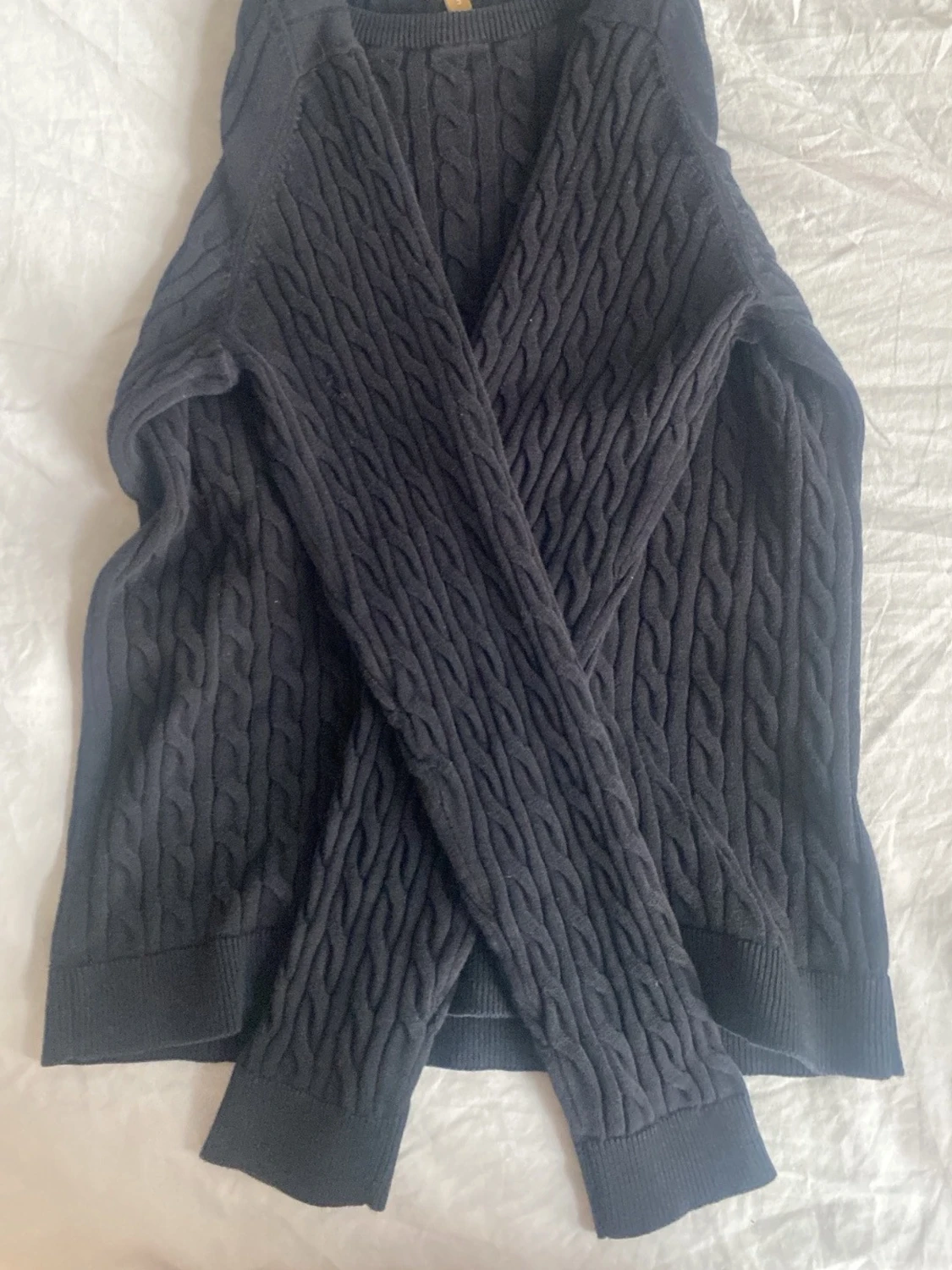 Svart kabelstickad tröja BasicU S - 1