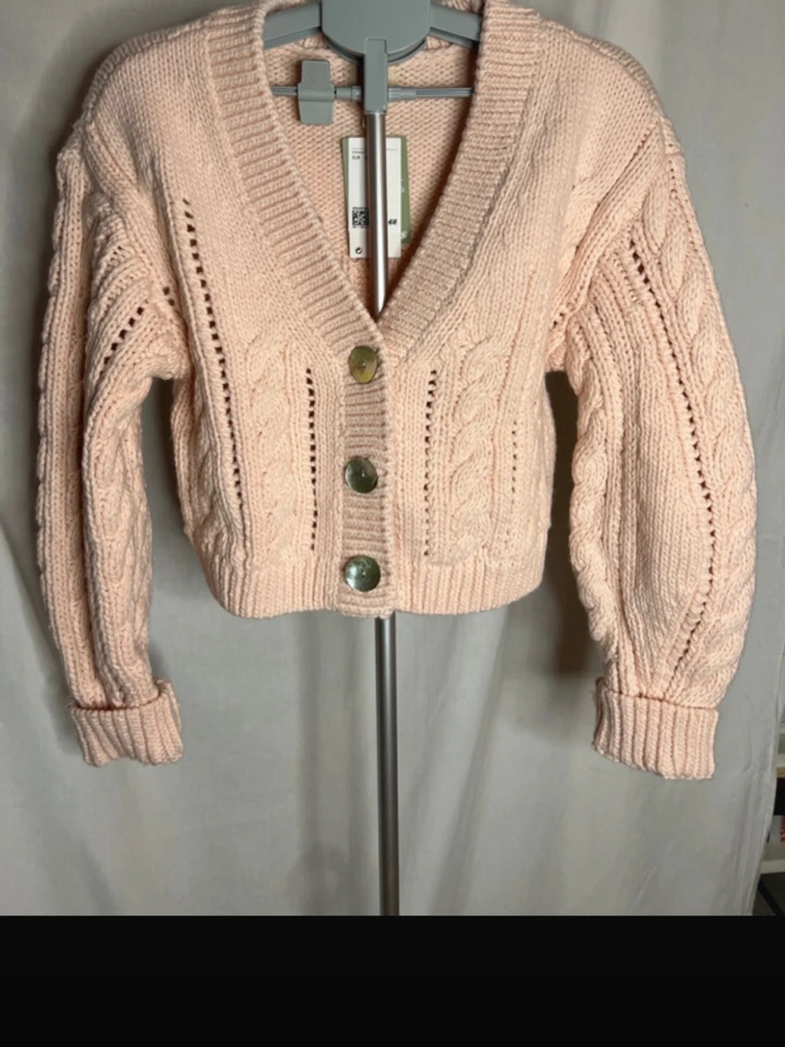 Ljusrosa stickad kofta från H&M - 1