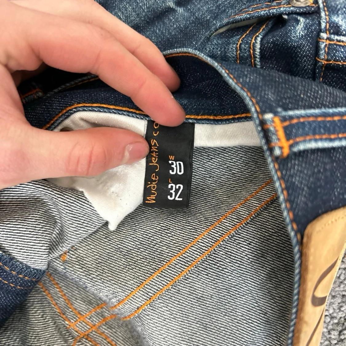 Mörkblåa Nudie Regular Alf Selvedge Jeans - 3