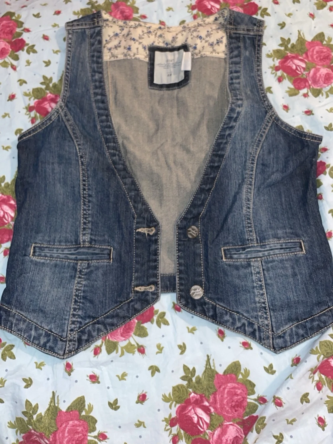 Snygg denim jacka utan ärmar