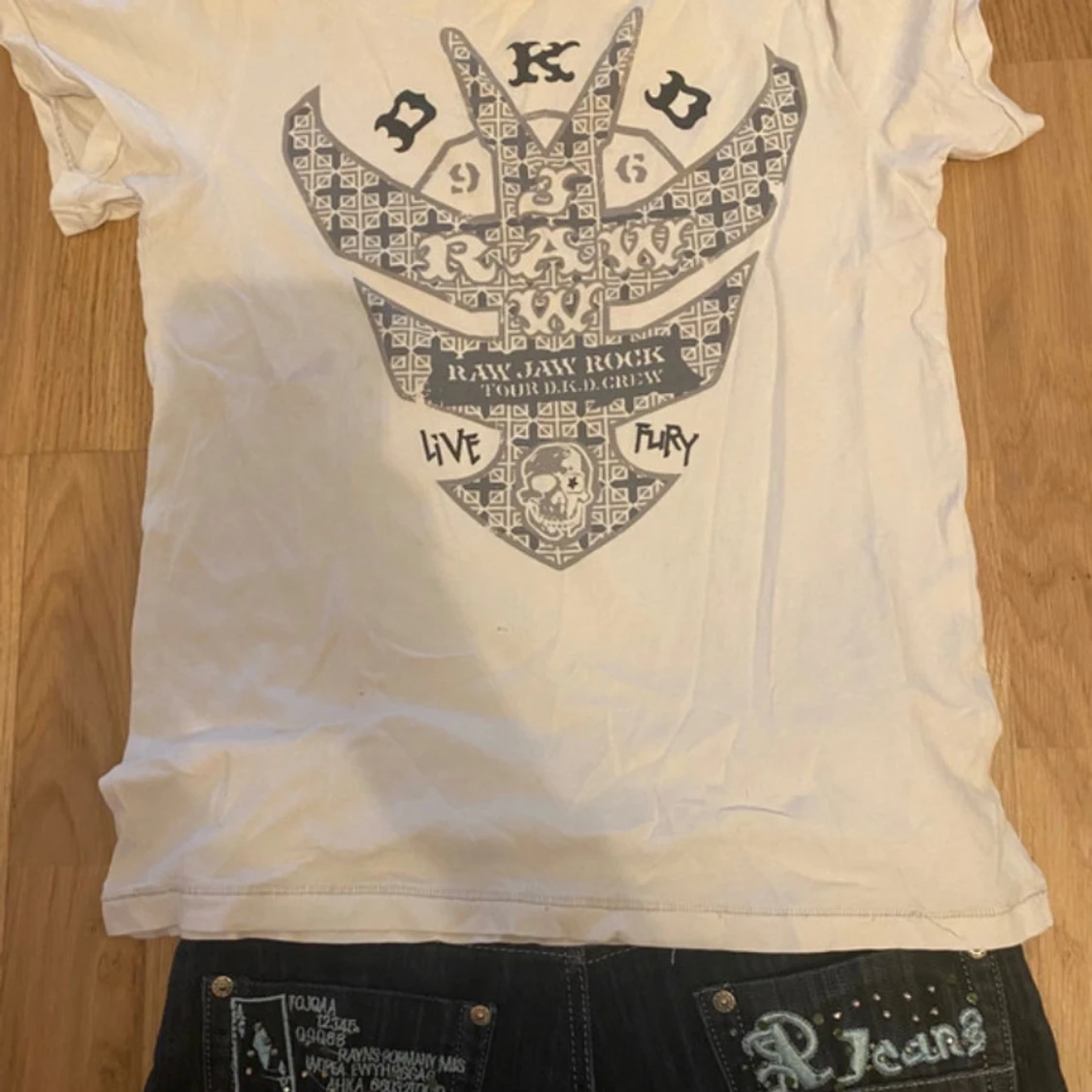 Vit t-shirt med tryck vintage xs - s