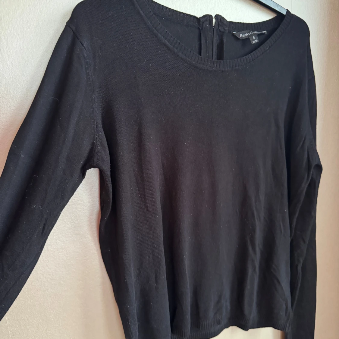 Svart långärmad tröja i viskos  - 2