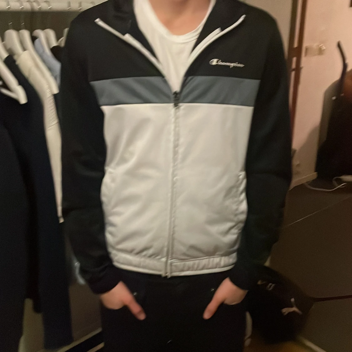 Champion vindjacka svart/grå/vit S