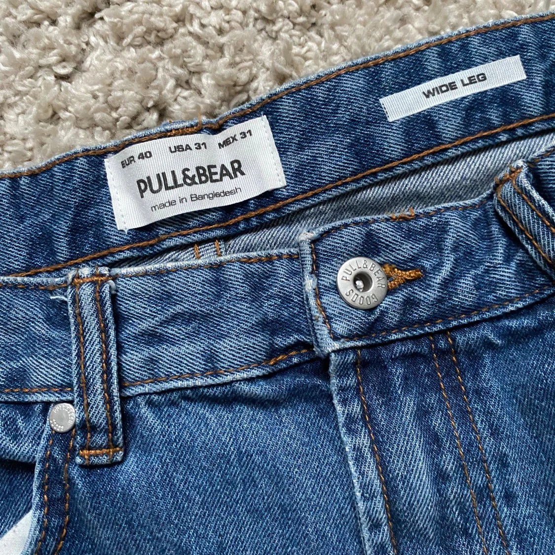 Blå wide leg jeans från Pull&Bear - 1