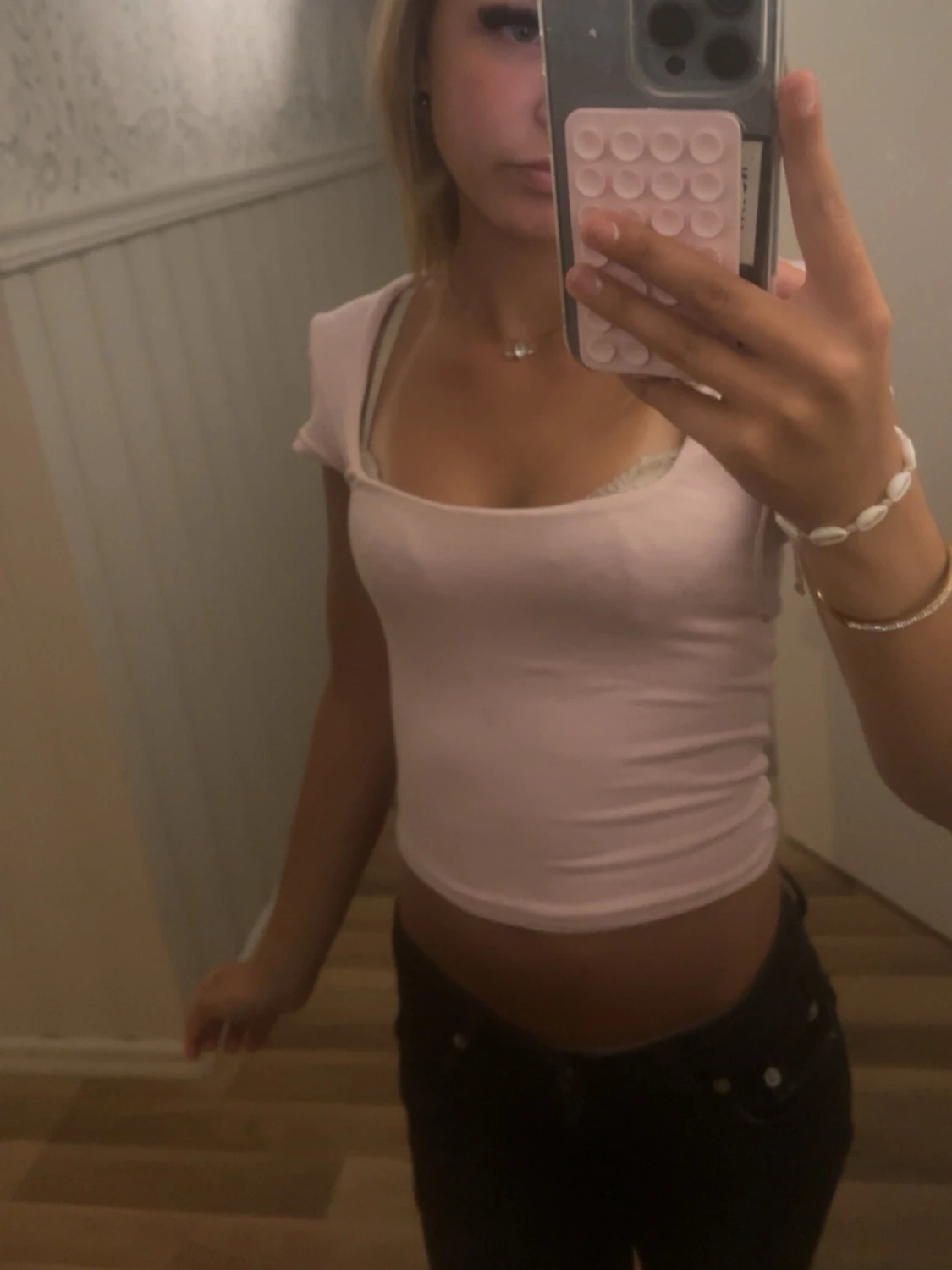 Ljusrosa croppad topp