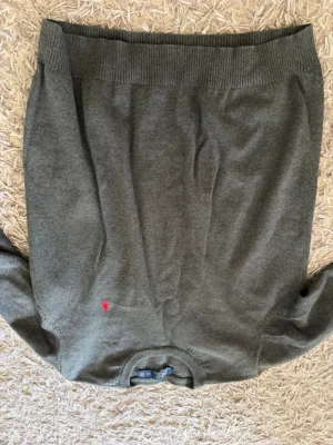 Grå stickad tröja från Polo Ralph Lauren - Snygg grå stickad tröja från Polo Ralph Lauren med klassisk röd logga broderad på bröstet. Aldrig använt eftersom den inte passar mig .