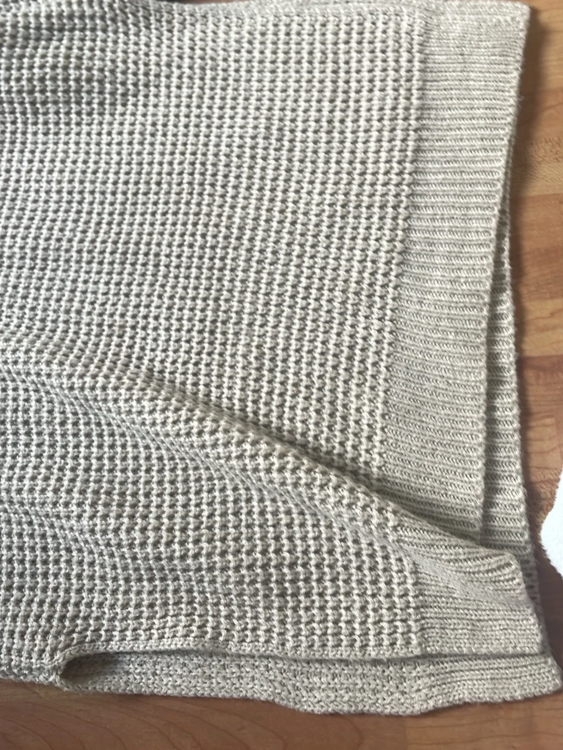 Beige stickad tröja med halv dragkedja - 2