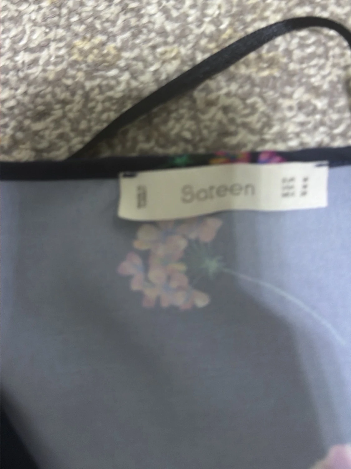 Mörkblå blommig 2000s vintage shirt - 1