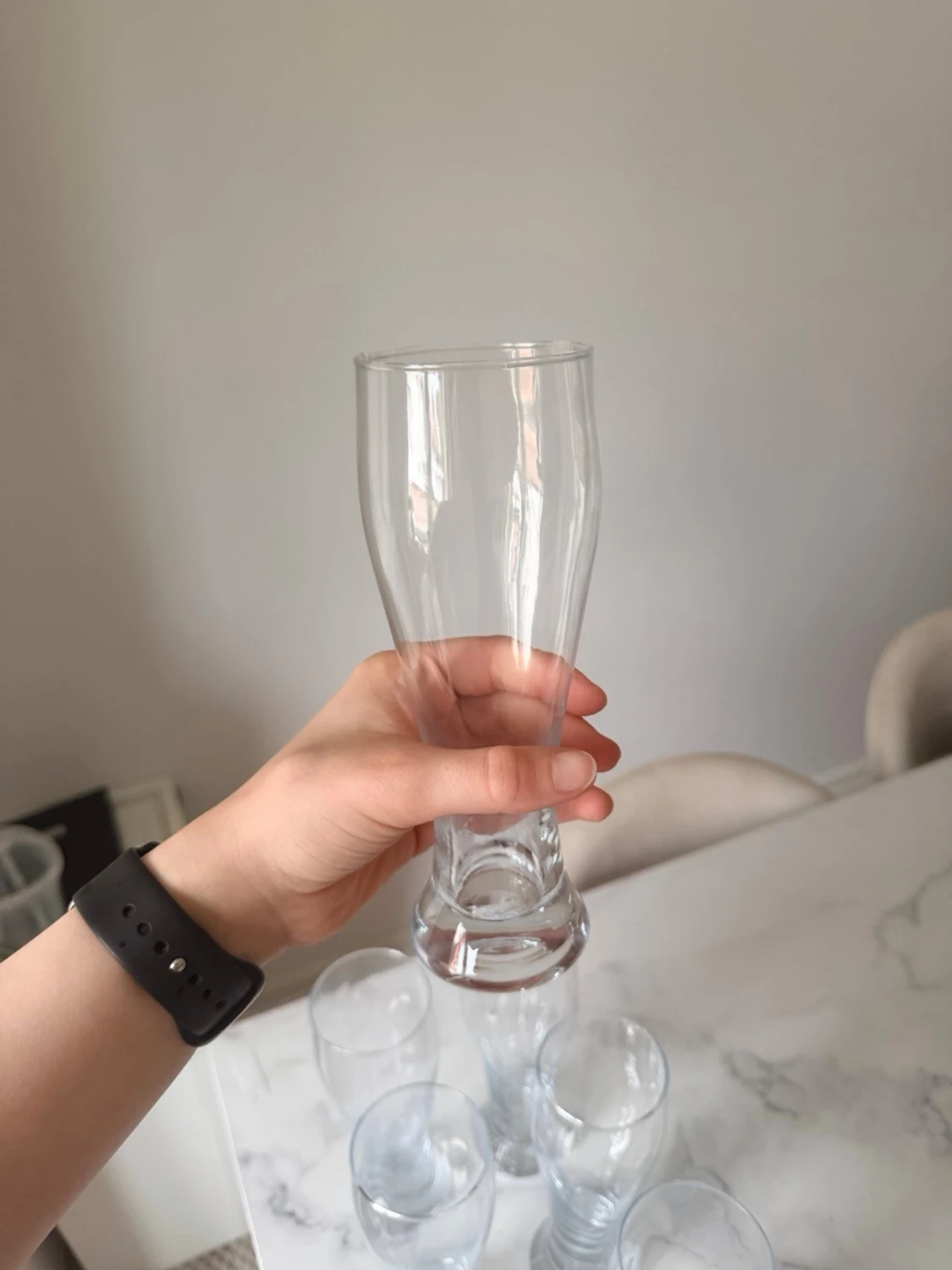 Sex höga ölglas i klart glas - 3