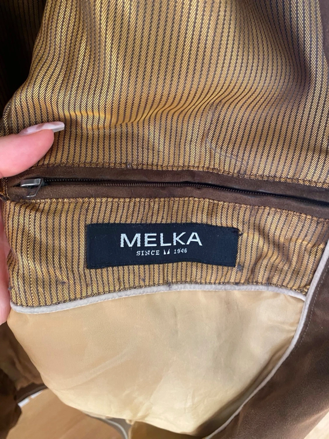 Brun vintage jacka i mocka - 4
