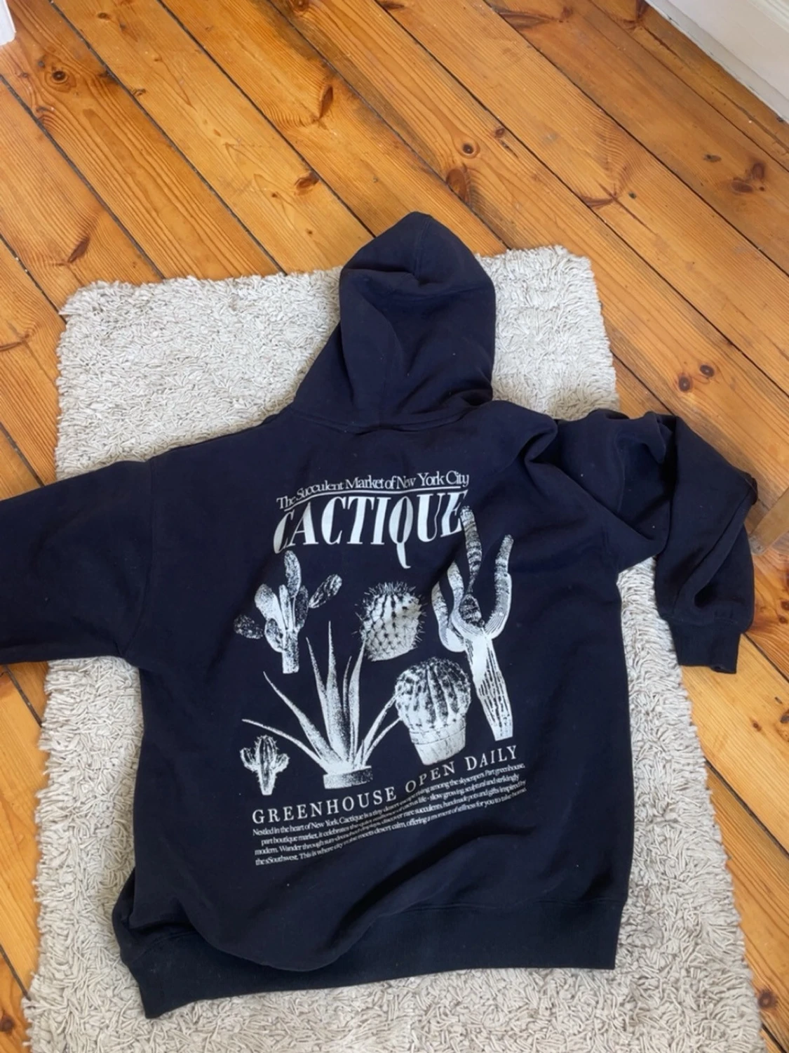 Mörkblå hoodie med tryck Cactique - 3