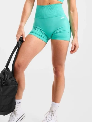 Träningshorts AyBl - Snygga turkosa seamless träningsshorts från AYBL med hög midja och tight passform. Tillverkade i stretchigt material som ger bra rörelsefrihet, perfekta för gymmet eller löpning. Diskret logga framtill. Matcha med sport-bh eller crop top för en sportig look.