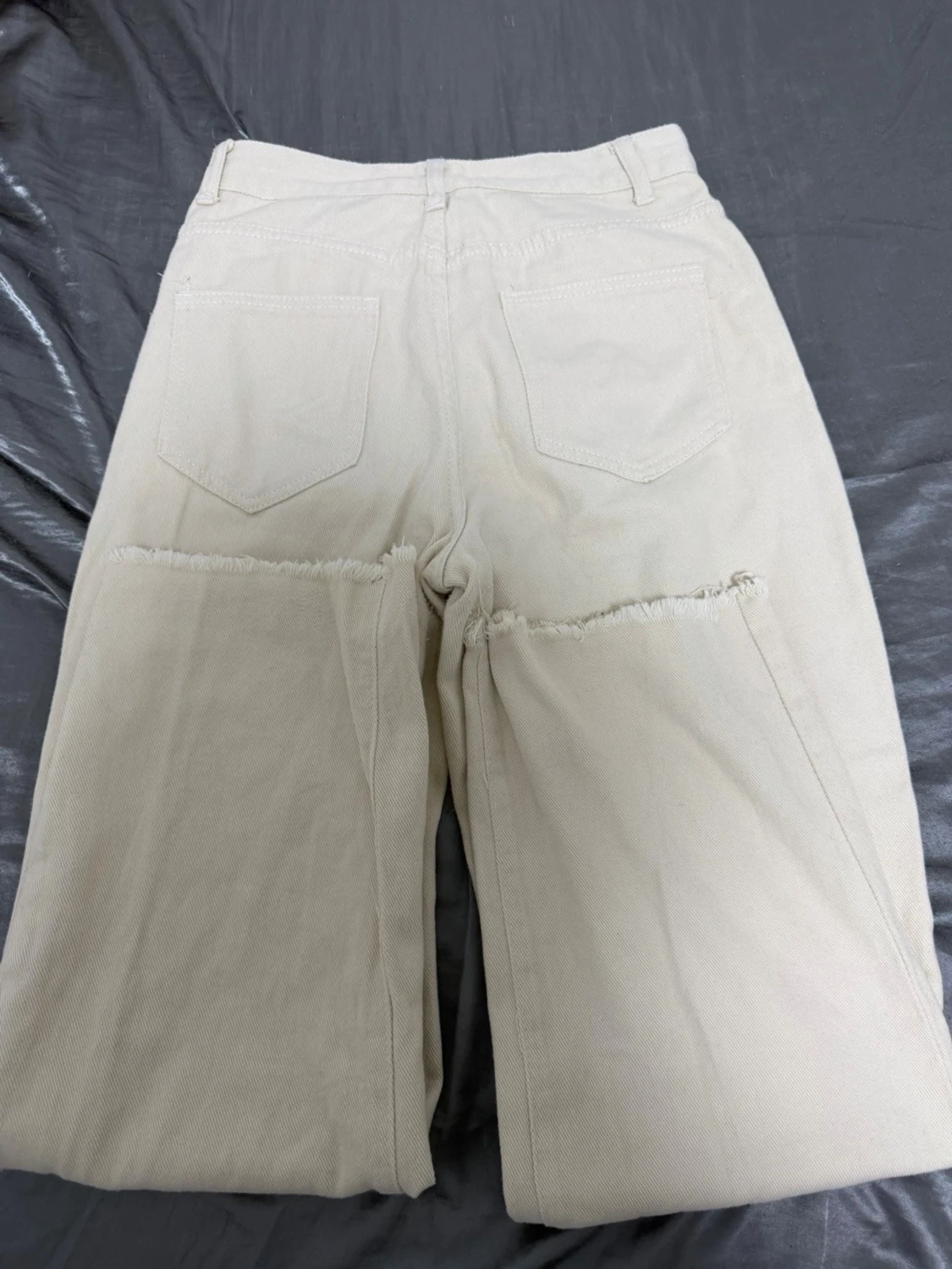 Vida beige jeans med råa kanter/ för dam - 2