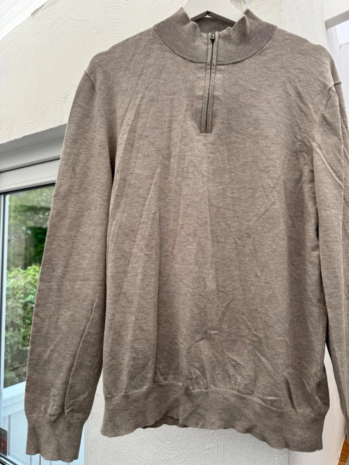 Beige halvzip tröja i viskosmix