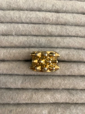 Guld ring med nitar - Guld ring från Edblad, Nypris är 449kr och den är i storlek 18.50! Jag har använt den en del och man kan se att den har tappat lite färg där bak men det syns inte när man har den på sig! 💗