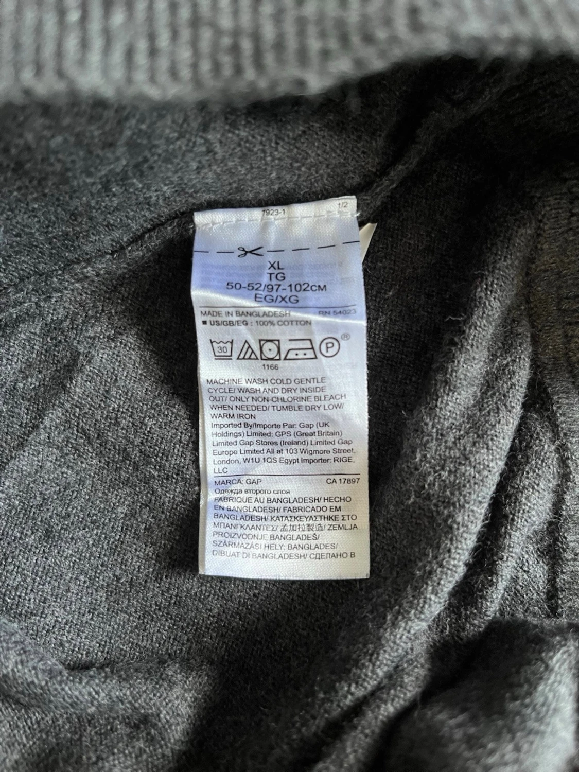GAP Finstickad Bomullströja Mörkgrå Crew Neck XL - 3