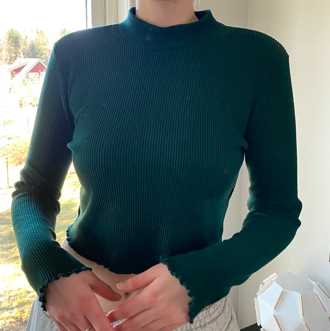 Långärmad crop top stl. L