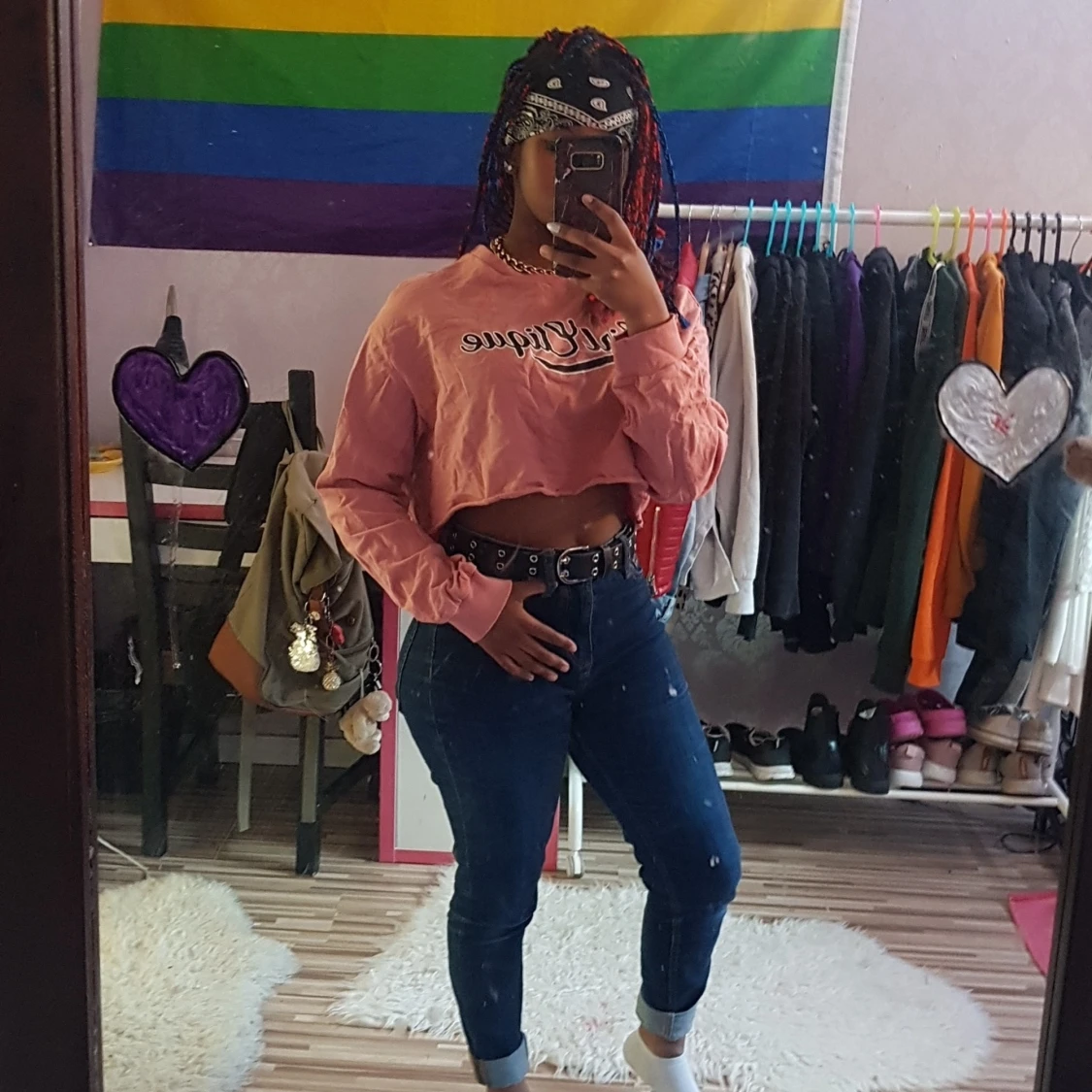 Rosa långärmad magtröja