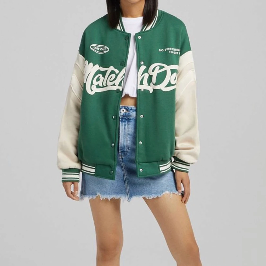 Grön/vit baseballjacka - 90