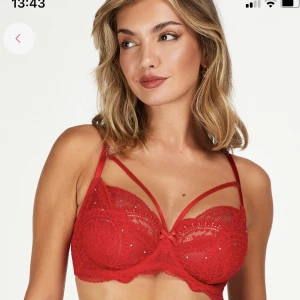 Bh ny hunkemöller  - Helt ny röd bh med rhinestones från hunkemöller använd ca en gång. Bilder lånade från deras hemsida fler bilder går att få. Storlek 80F. Nypris 399kr. Frakt 45-65kr