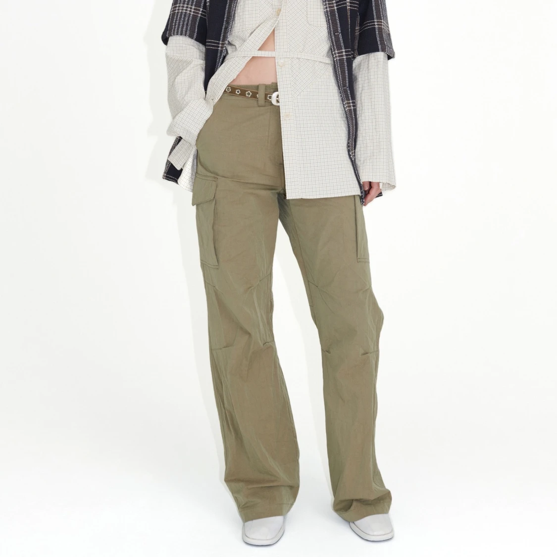 PARACHUTE TROUSER Army Green High Twist Solaro - 90