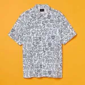 White doodle Keith Haring button up tshirt/blouse