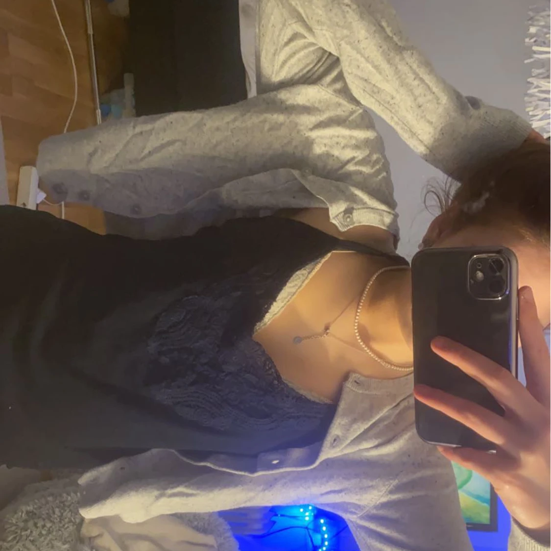 Stickad Grå kofta - 90