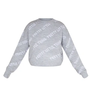 PrettyLittleThing Grå tröja - Denna gråa stickade tröja är perfekt för dig som vill ha en bekväm, stilren och modern tröja som passar till många olika tillfällen. I storlek M men passar XS och S. Denna gråa stickade tröja från PrettyLittleThing Design är en riktig pärla i garderoben.
