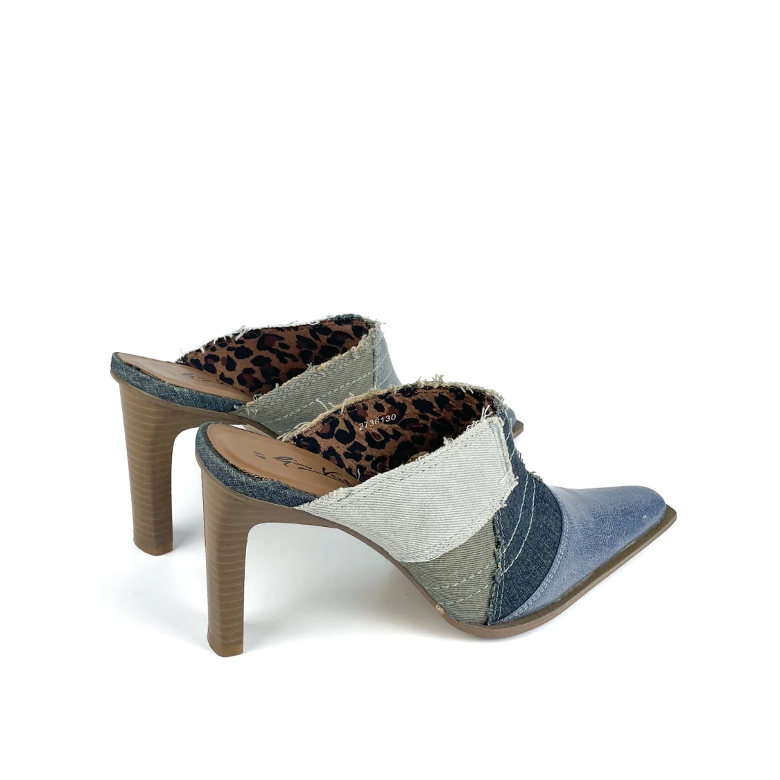 Vintage 90s 00s Y2K Gino Venturi denim pointy toe mule heels in blue size 41 EU - 90